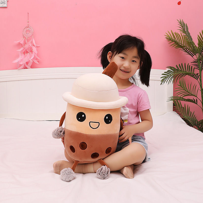 Creative Pearl Milky Tea Cup Stuffed Doll Pillow Big Super Soft Doll Bed Cushion for Leaning on Birthday Gift for Girls