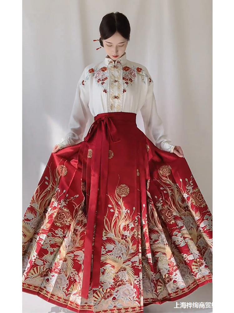 龙年汉服套装女春装2024新款敬酒服高级感新中式红色马面裙两件套