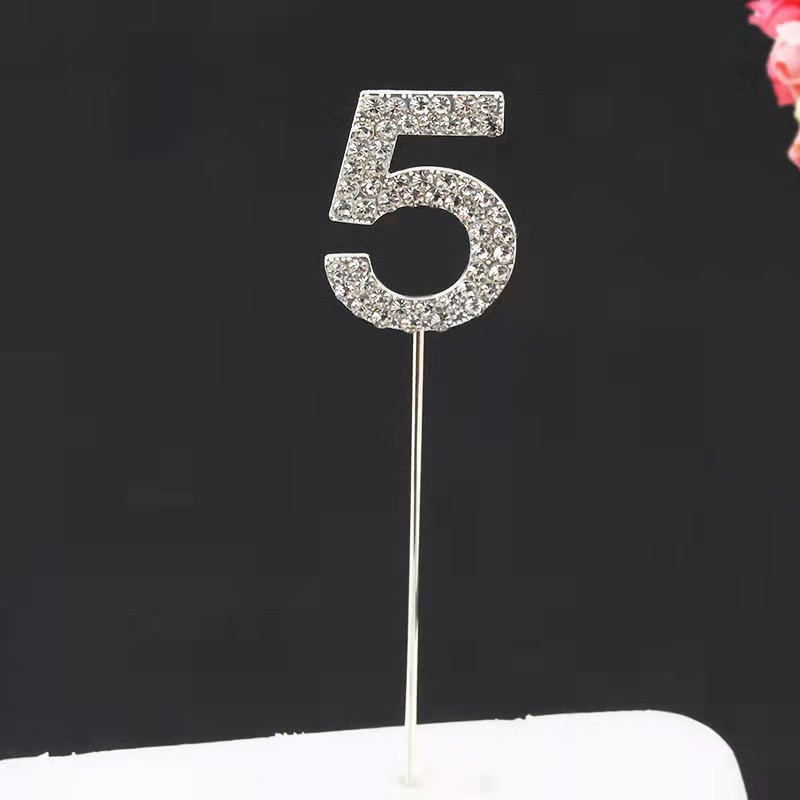 Cake Cake Small Number Alloy Cake Insert Metal Cake Rhinestone Cake Insert Brand