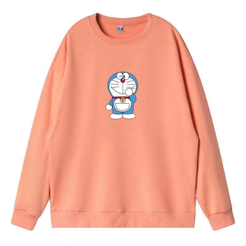 秋冬新款精仿棉哆啦a梦印花圆领卫衣青少年宽松大码男装女装上衣