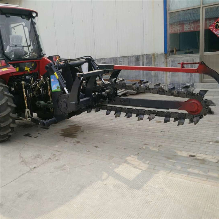 拖拉机带动开沟机电缆管道地埋线开槽机开沟双链条刨沟挖沟机
