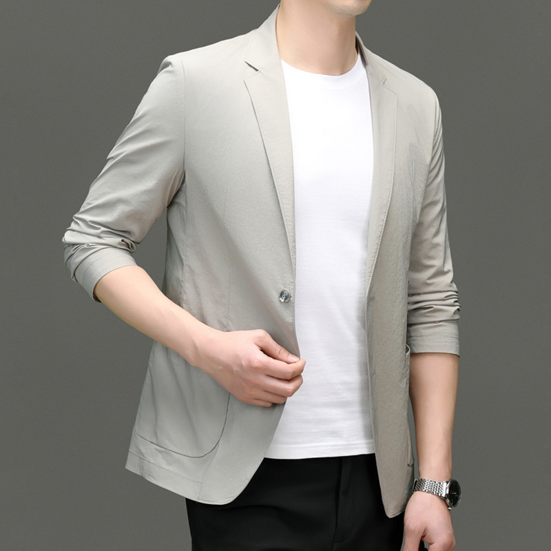 林制作 男士西装2024春夏新款中青年时尚纯色薄款外套单件西服男