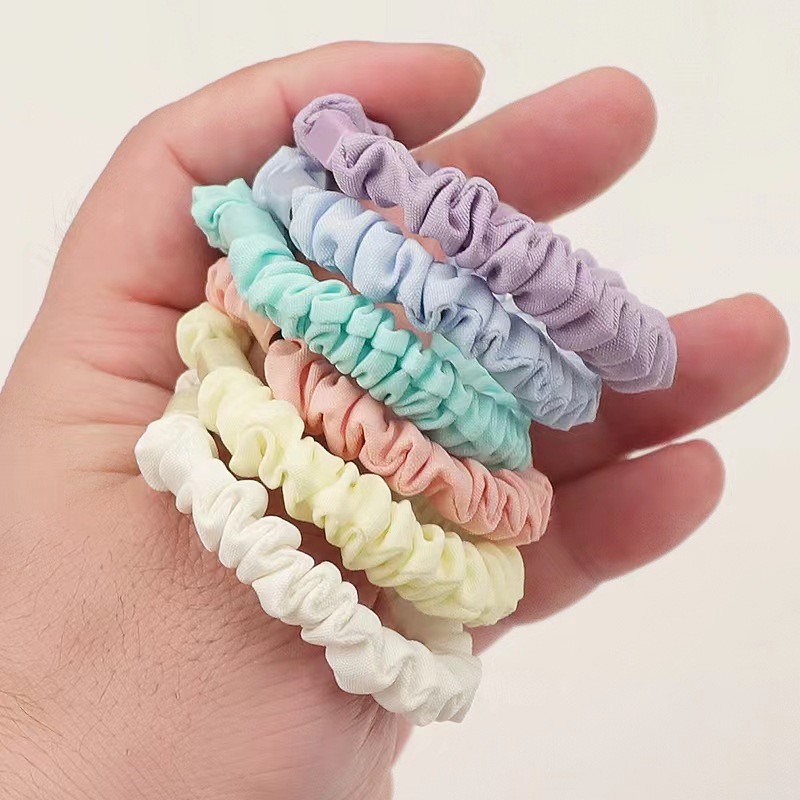 Spring and Autumn Cream Color Small Intestine Ring Manual Diy Hair Ring High Elasticity Hair Band Fresh All-Match Hair Ties Hair Accessories