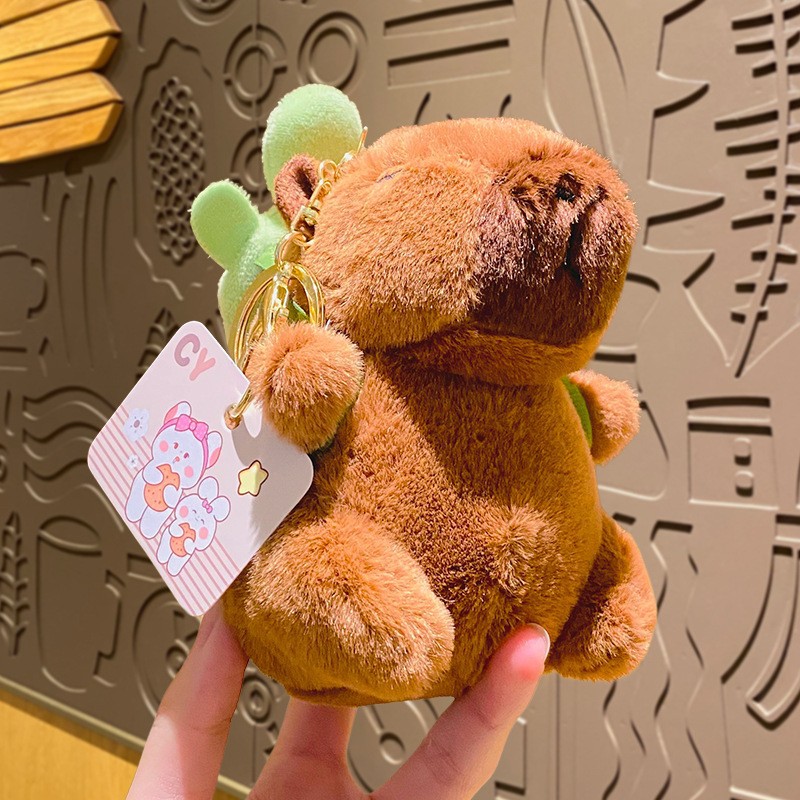 creative plush capabala capybara car key ring cute doll couple backpack pendant small gift wholesale