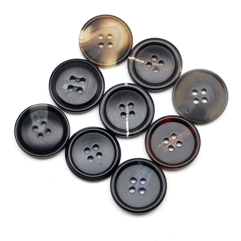 圆形纽扣大衣扣子上衣女毛呢外套衣服西装男大号树脂四眼钮扣