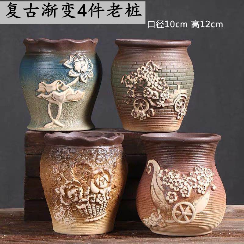 景德镇多肉花盆陶瓷批发大号粗陶陶瓷盆器素烧紫砂创意小花盆栽