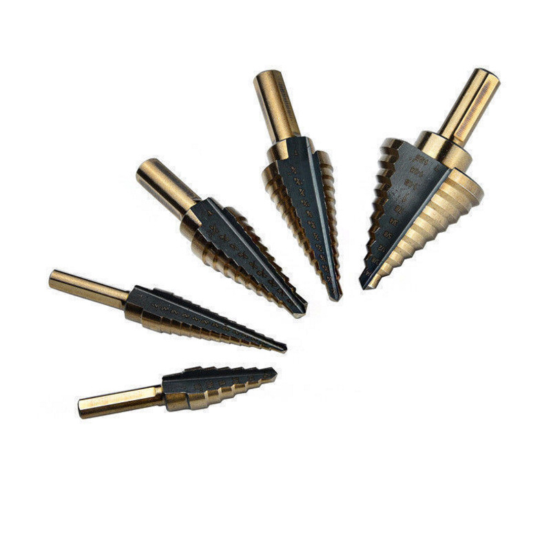 五件套英制阶梯钻头套装钢板打孔器英制烤黄钻头宝塔钻头台阶梯钻