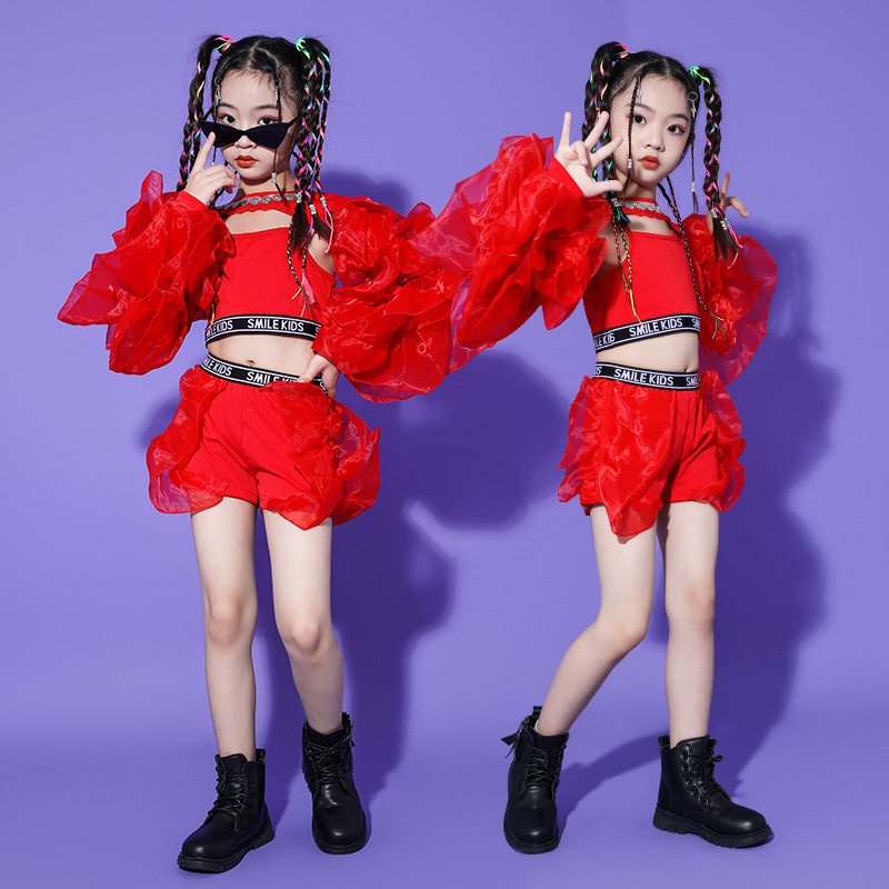 儿童街舞爵士舞套装舞蹈服装时尚霸气模特时装 t台走秀演出服潮装