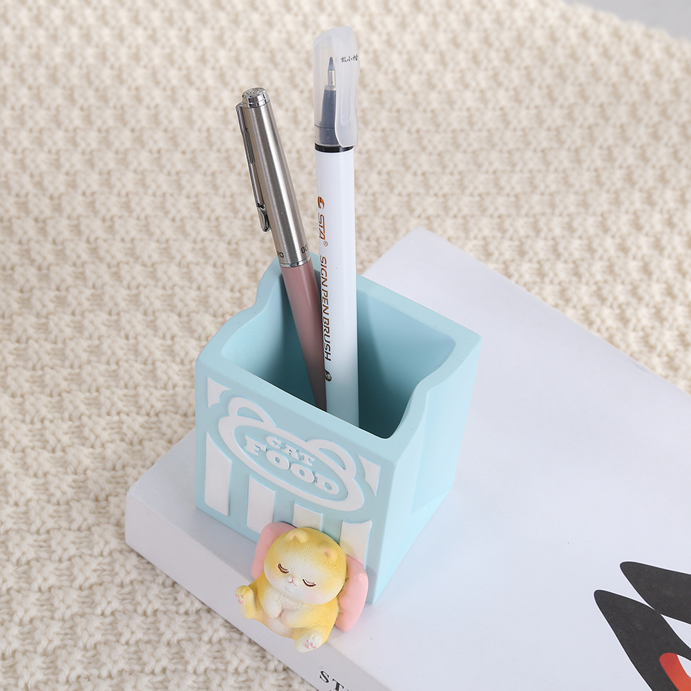 Cute Lazy Cat Pen Holder Creative Pen Holder Students' Office Stationery Resin Table Decorations Pen Holder Wholesale