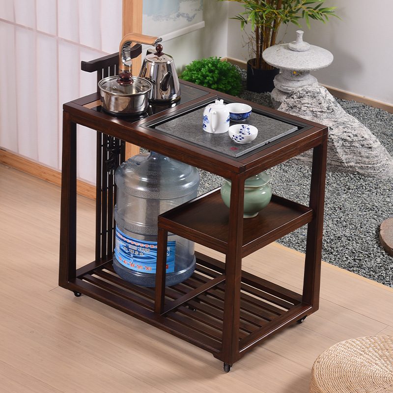 可移动小茶桌实木新中式家用功夫茶几边柜茶水柜茶台客厅阳台茶车