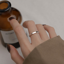 素圈S925银几何戒指女小众设计感开口食指戒冷淡风纯银高级手饰品