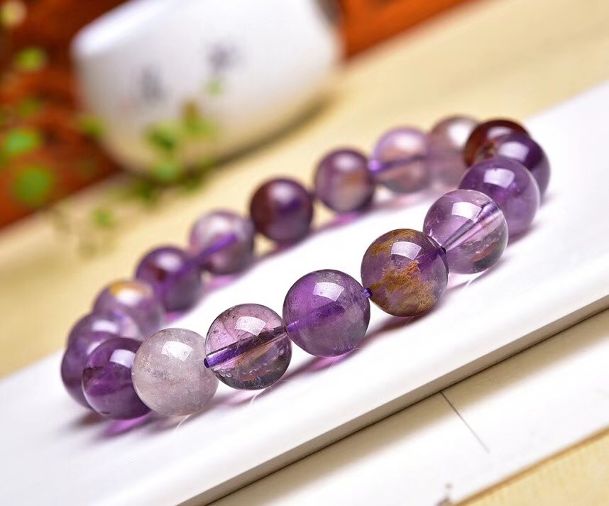 紫钛晶极光 天然异象紫水晶包裹紫幽灵圆珠-阿里巴巴