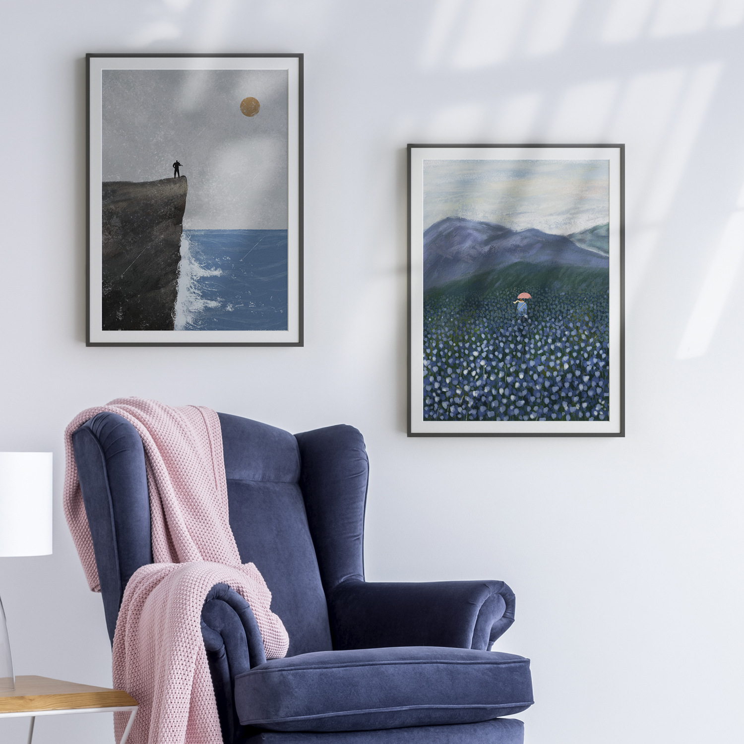 几米家 北欧装饰画文艺抽象插画月亮客厅挂画卧室床头沙发壁画