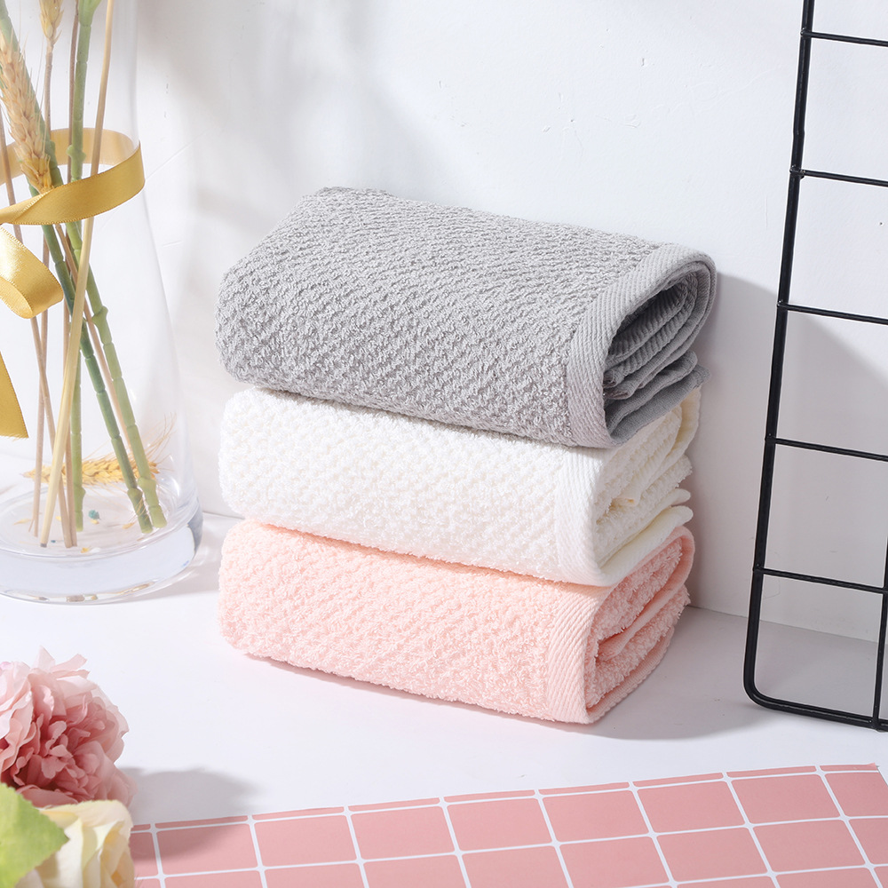 New Plain Polka Dot Pure Cotton Class a Face Towel Soft Absorbent Household 100% Cotton Towel Face Cloth Lint-Free Square Towel