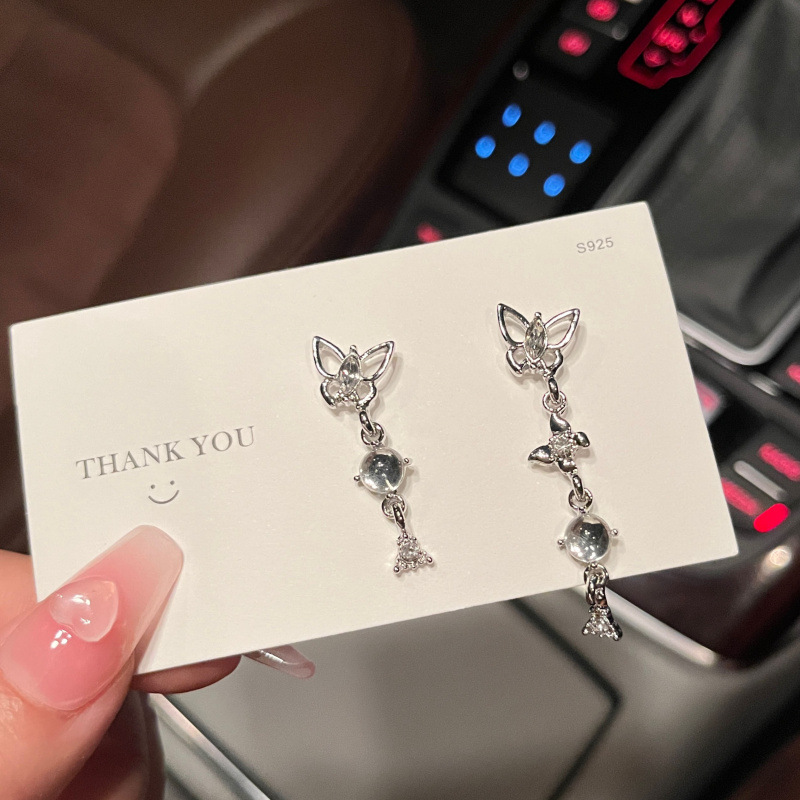 Face Slimming High-Grade Niche Long 925 Silver Earrings Light Luxury Temperament All-Matching Tassel Earrings Ear Studs Female Wholesale