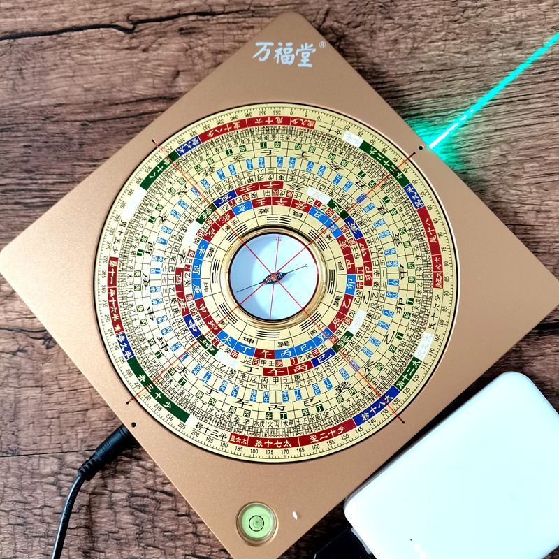 工厂批发万福堂5寸激光风水罗盘红外线纯铜指南针八卦罗经仪
