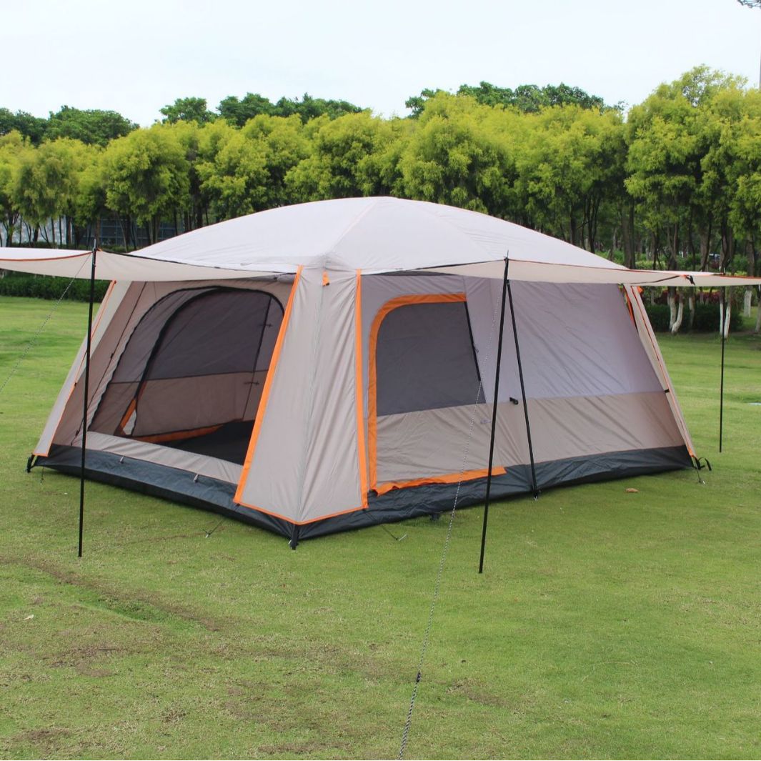 Two-Bedroom One-Hall Tent Outdoor Camping Thickened Protection against Heavy Rain Sun Protection Mosquito Double Layer 3-4-6810 People Camping Large Two
