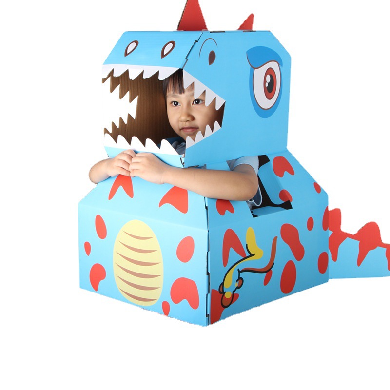 抖音同款亲子互动游戏恐龙头套儿童diy益智手工折纸兴趣培养玩具