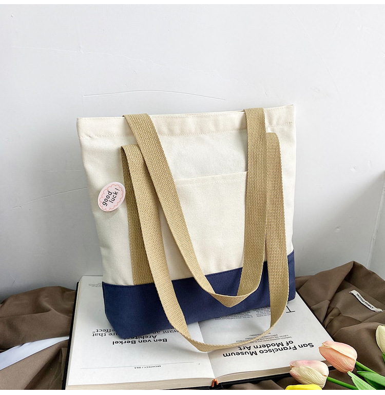 women‘s bag harajuku japanese canvas bag student shoulder bag class bag plain stitching cloth bag