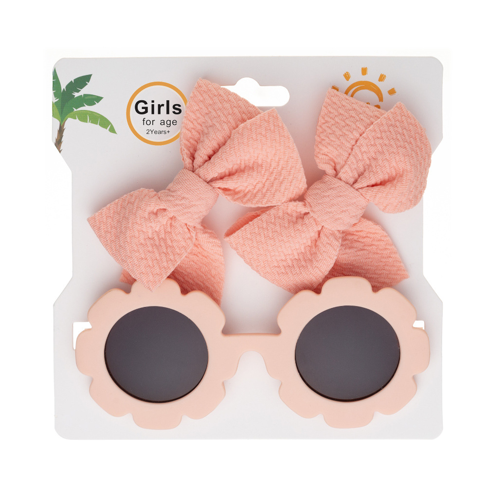 Children's Sunflower Sunglasses Hairpin Set Fashionable Simple Male and Female Baby Uv Protection Eye Protection Toy Sunglasses