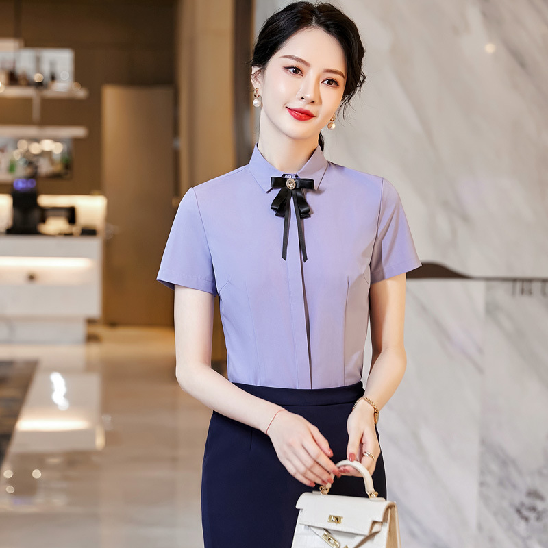 职业装白衬衫女2022夏季新款短袖韩版衣服女装衬衣大码工作服夏天