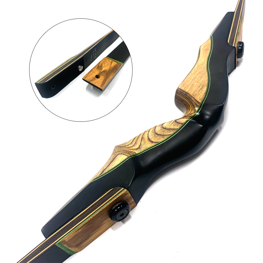 黑猎人黑鲸双用口木质美式反曲弓ilf插片口射箭器材比赛装备射击