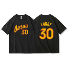 库里周边短袖男勇士队城市版30号美式篮球运动球衣宽松纯棉t恤夏