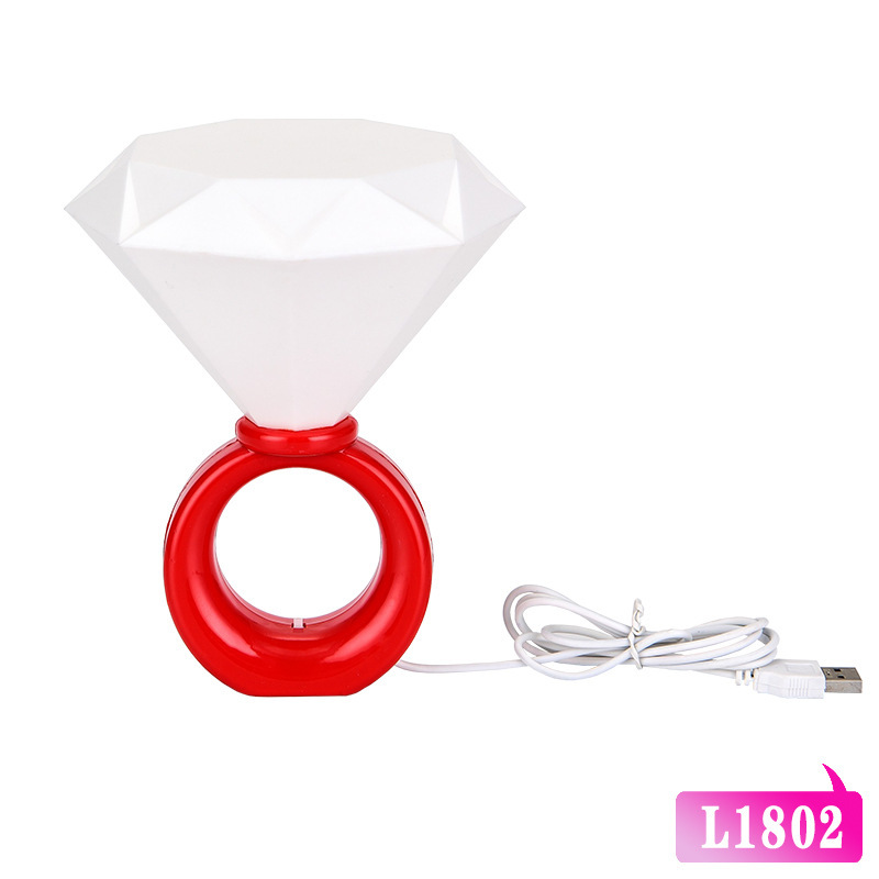 Customized Diamond Ring Light Creative Led Romantic Couple USB Ring Ambience Light Bedside Creative Plug-in Table Lamp