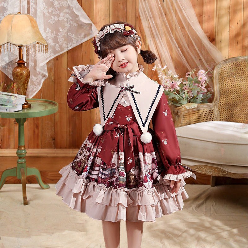 新款女童洛丽塔加绒公主裙可爱儿童圣诞连衣裙加厚冬装蛋糕裙冬季