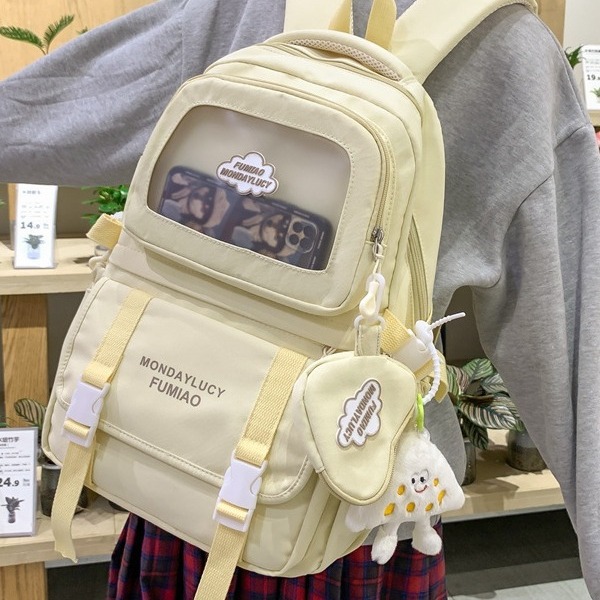 跨境书包女大容量初中女生高中生减负双肩包可爱学院风少女背包潮