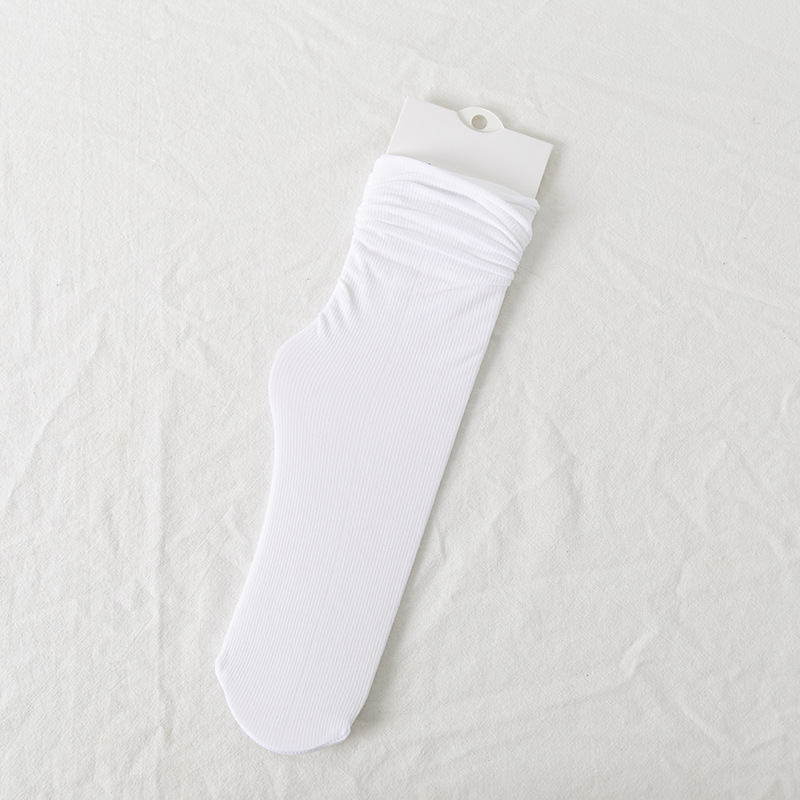 New Velvet Ice Socks Summer Socks Women's Thin Japanese Solid Color Ice Silk Socks Bunching Socks Trendy Mid-Calf Length Socks Women