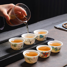 TUF4防烫羊脂玉瓷功夫茶杯白瓷喝茶小杯子陶瓷单杯茶具茶碗品茗杯