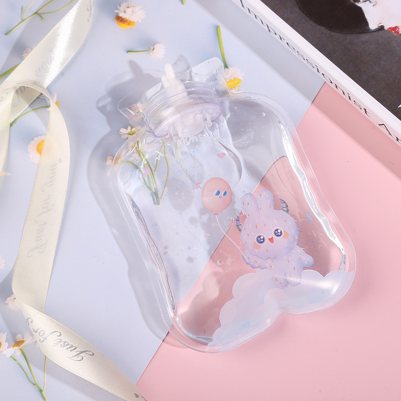 Fresh Baby Winter Large Capacity Cute Cartoon Transparent Hot Water Bag Mini Water Injection Hot Water Bottle Portable Student