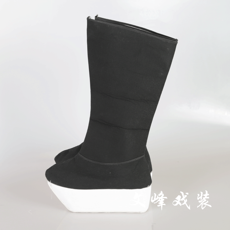 戏曲厚底京剧越剧戏剧男靴戏曲高靴古装武生小生朝靴官靴高帮靴子