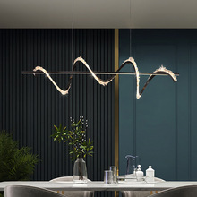 现代简约餐厅吊灯轻奢天然水晶原石设计师北欧极简创意吧台茶室灯