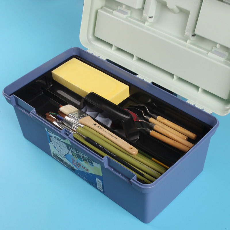 健桦美术专业工具箱16寸加厚抗摔多功能水粉颜料箱水彩画笔收纳箱