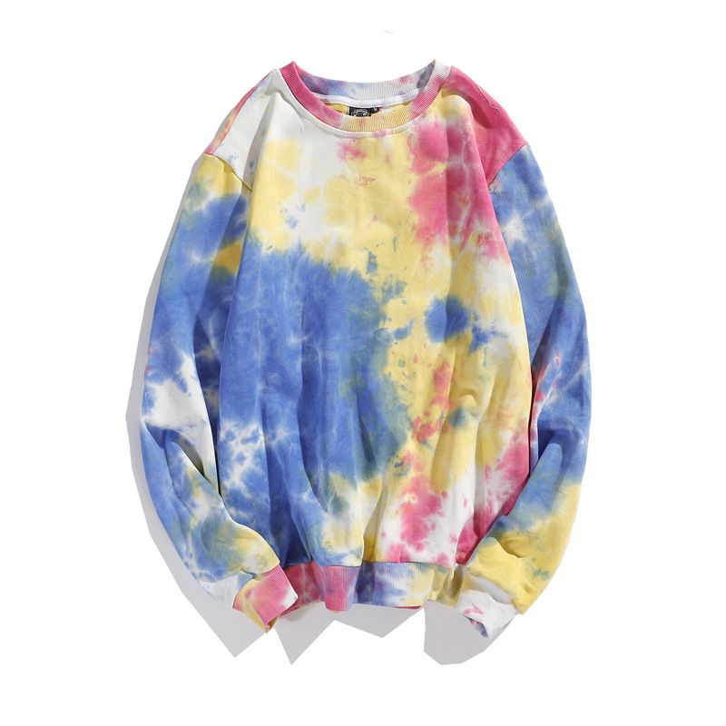 Customized Foreign Trade British Style 2023 New Men's and Women's Same Tie-Dyed Color round-Neck Pullover Fashion