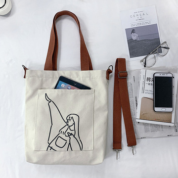新款韩国简约帆布包女单肩斜挎包文艺学生大容量手提包女工厂直销