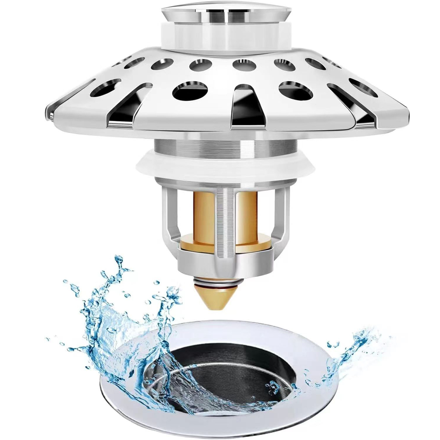 跨境美规面盆下水器弹跳芯洗手盆洗脸盆漏水塞子过滤防臭按压配件