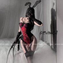 迷雾 分码性感蕾丝吊带束腰连体衣圣诞兔女郎cosplay睡裙修身显瘦