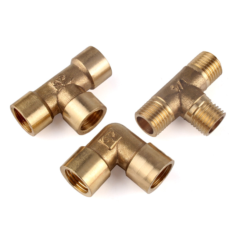 气动全铜接头 三通内外螺纹 弯头 1/8 1/4 3分 4分 水暖管件