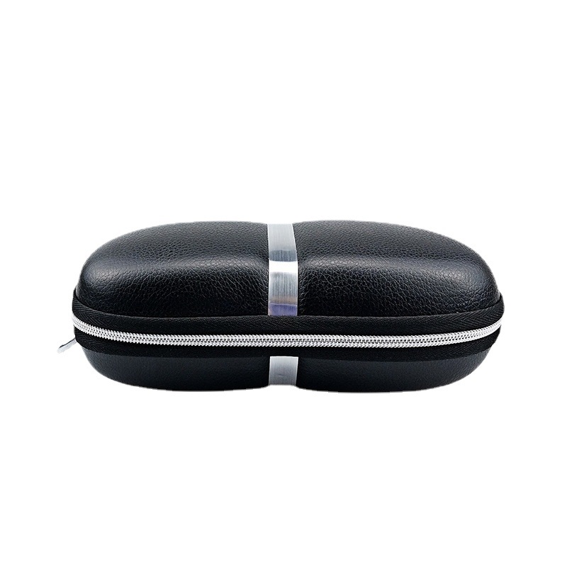 Anti-Pressure PU Leather Sunglasses Case Patch Hook Leather Zipper Box High-Grade Leather Sunglasses Case Printed Logo