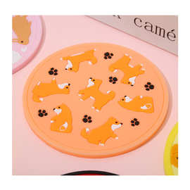 糖果色软胶卡通圆形杯垫防水防溢隔热茶杯垫可印刷LOGO防烫茶具