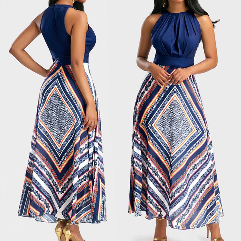 印花连衣裙ladies sleeveless dress elegant evening gown-阿里巴巴