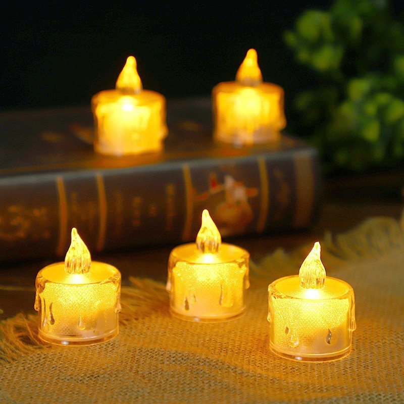 Factory Direct Sales LED Electronic Candle Smokeless Transparent Tealight Tears Candle Light Christmas Proposal Decoration