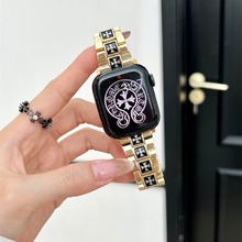 新款克罗心三株间色金属表带适用于s9苹果手表带watch8765432代se
