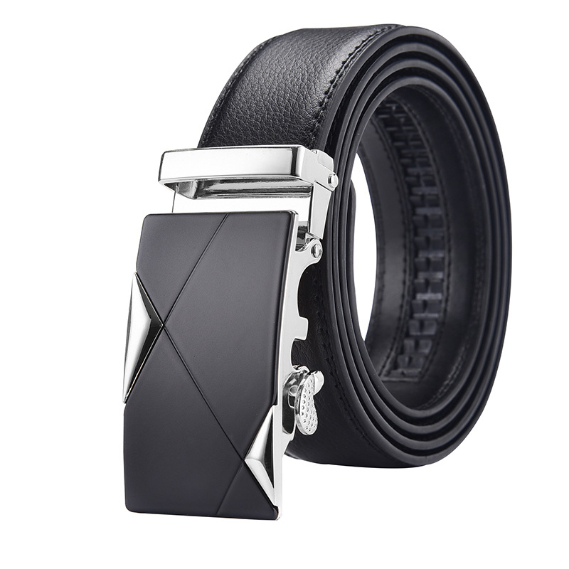 Men's Leather Belt Automatic Buckle Business Two-Layer Cowhide Leather Belt Men's Casual All-Matching Men's Pant Belt Men's Fashion