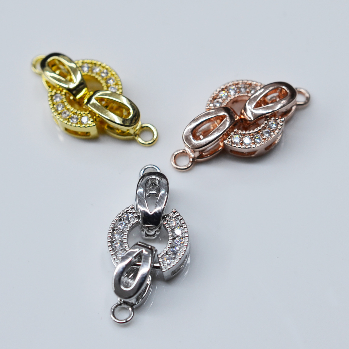 14k包金珍珠项链手链扣锁头镶钻diy材料配件扣特价项链扣吊坠扣头