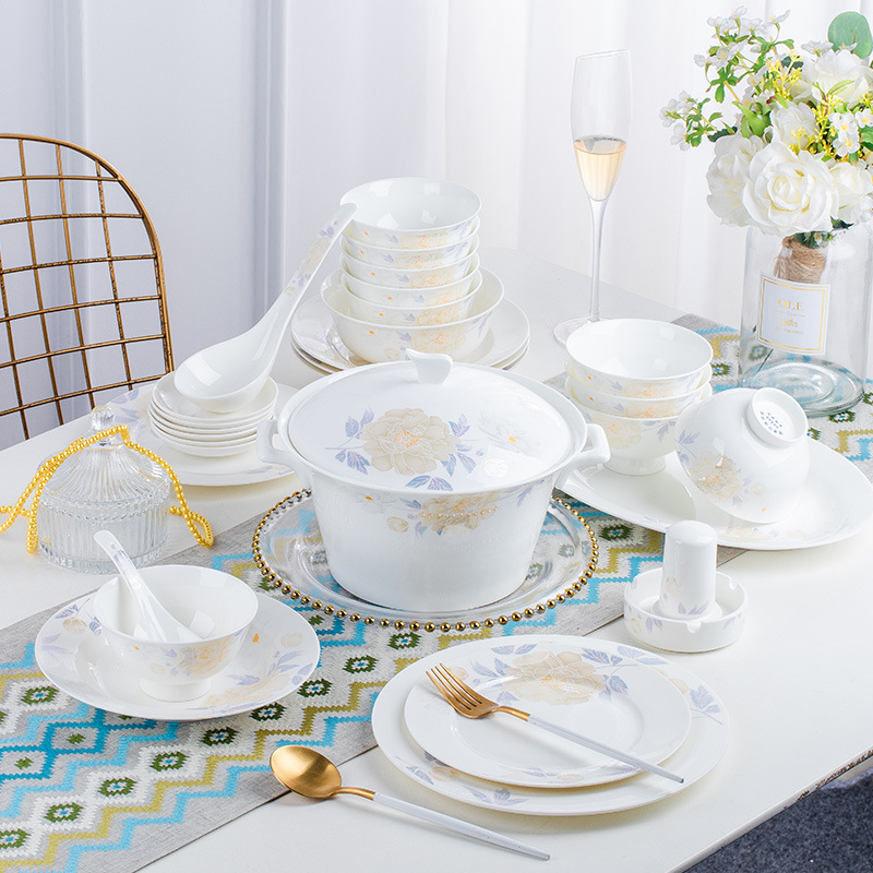 jingdezhen ceramic tableware bone china bowl dish suit activity gift bowl japanese household minimalist tableware plate wholesale