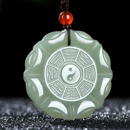 天然和田玉八卦吊坠双面阴阳太极元宝玉坠男女款玉石挂件玉佩礼品